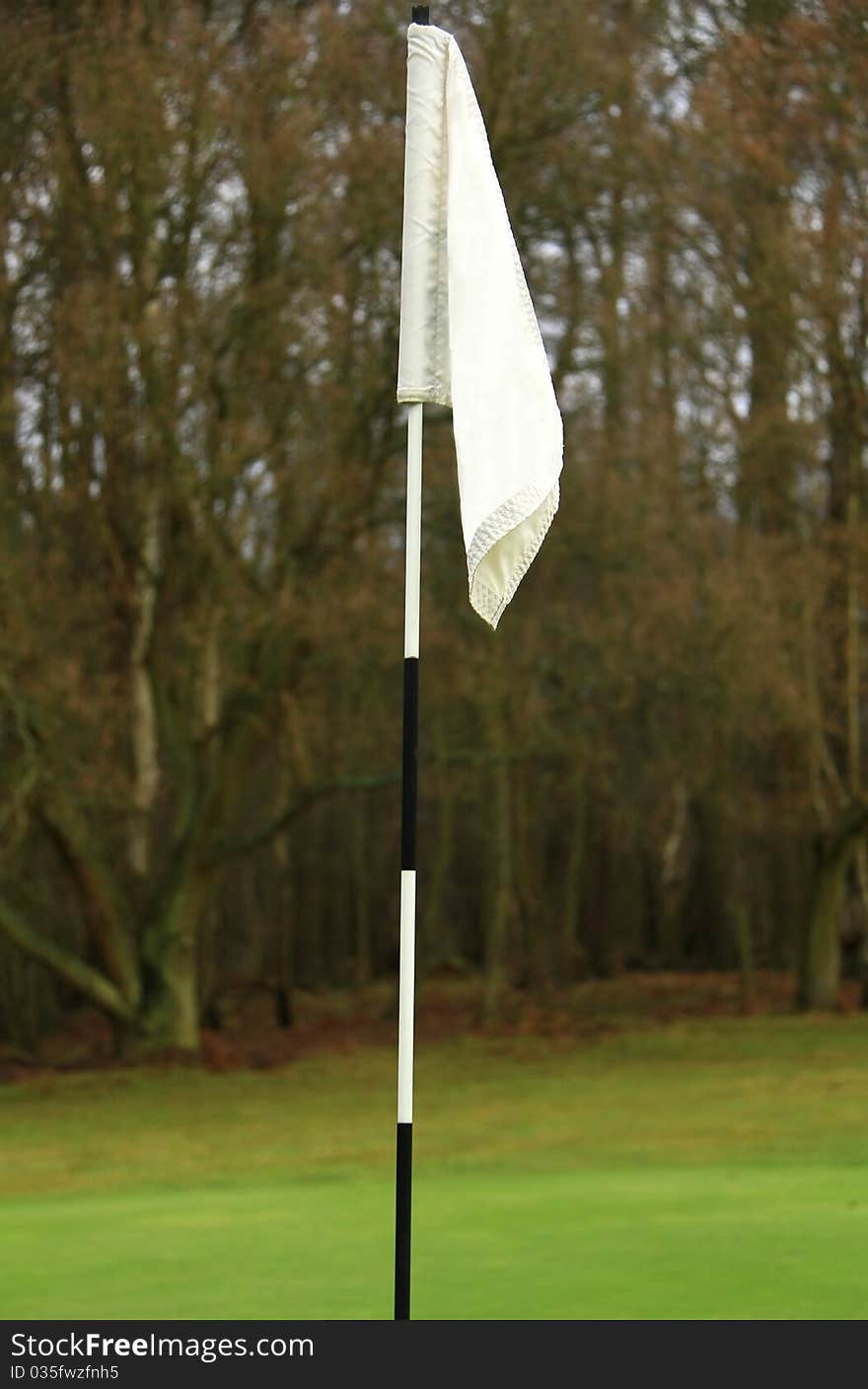 Golfing flag with black and white pole. Golfing flag with black and white pole