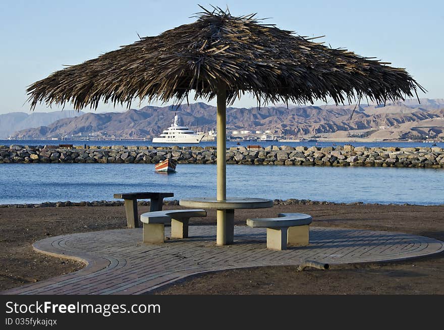 View on the northern beach in Eilat