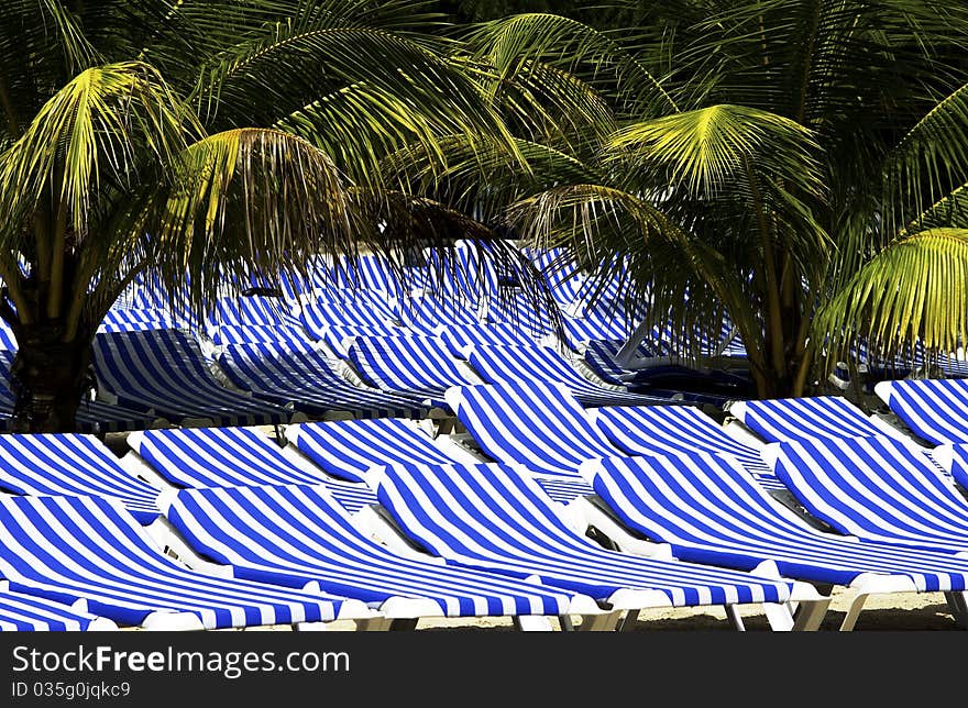 Lounge Chairs On Beach