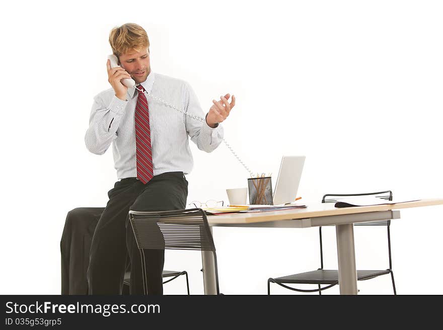 Businessman on the phone at desk