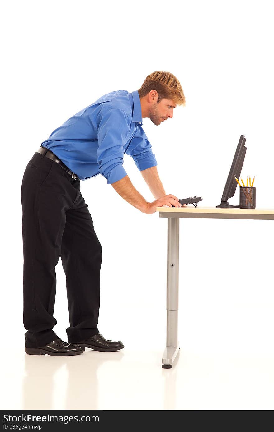 Businessman working on computer at desk