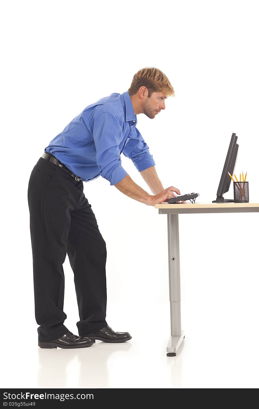 Businessman working on computer at desk