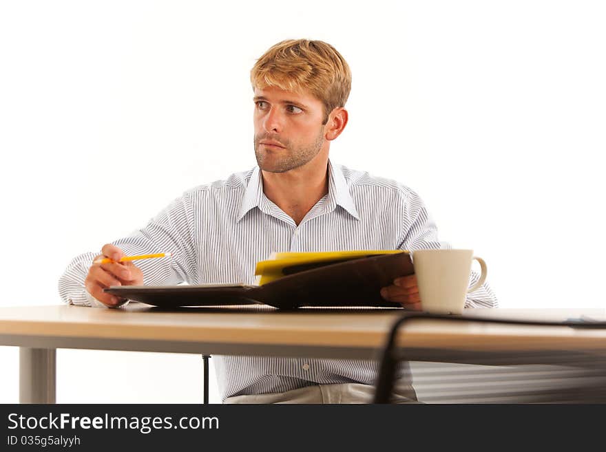 Businessman working at desk