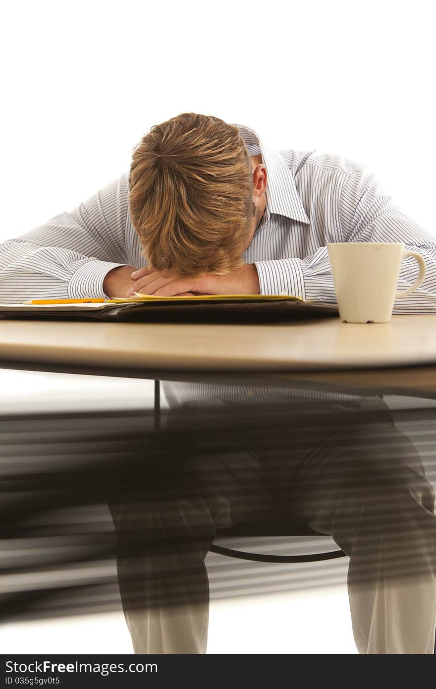 Businessman sleeping at desk