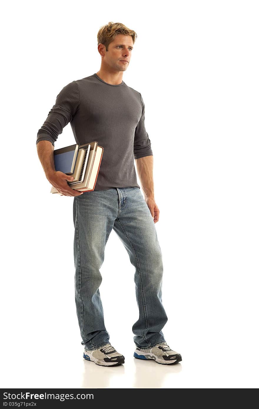 Young man with books