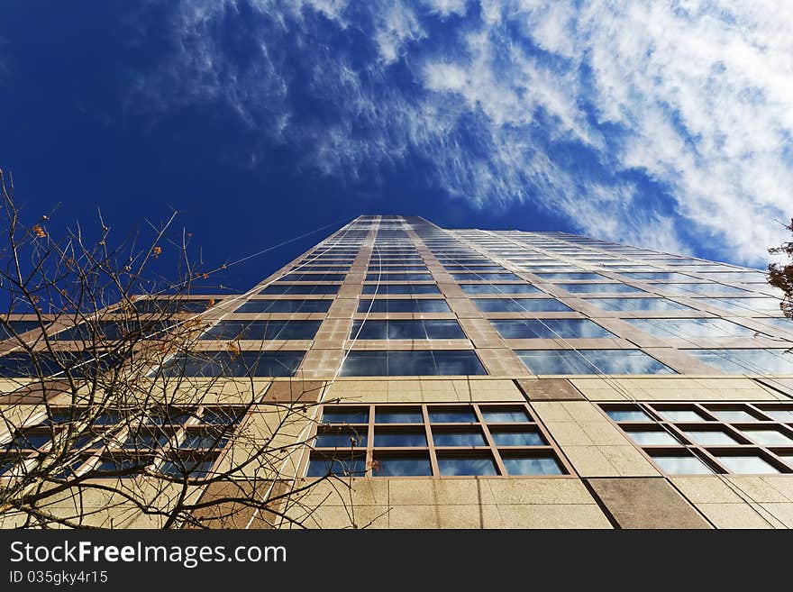 A prospective view to new modern building. A prospective view to new modern building