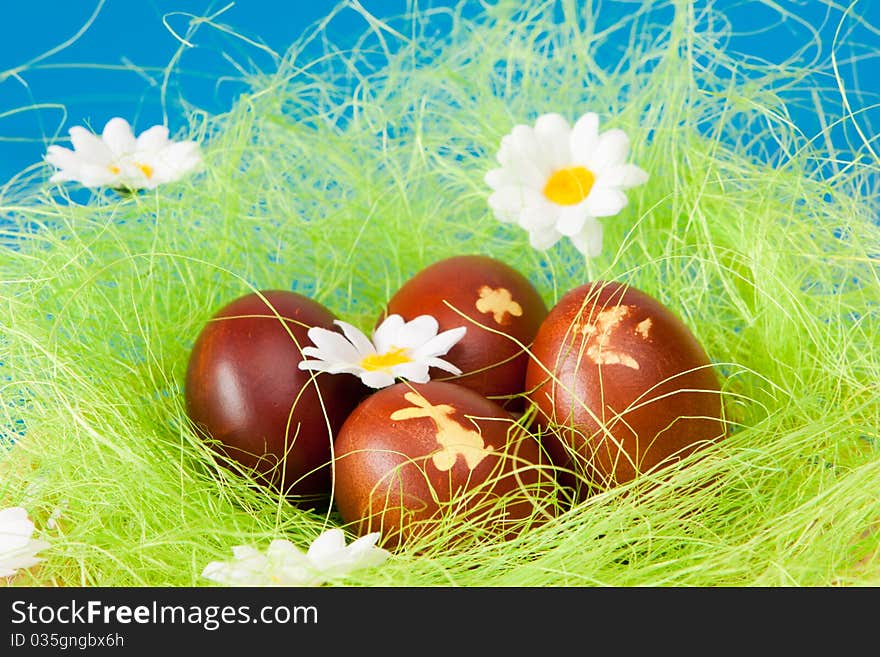 Beautiful dyed eggs, in an easter holiday. Beautiful dyed eggs, in an easter holiday