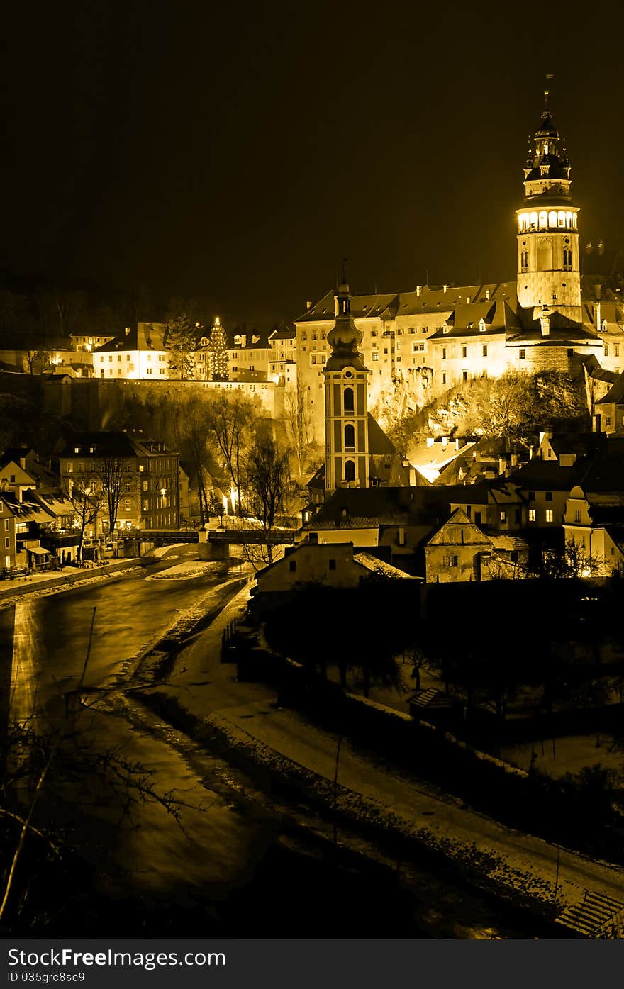 View at Cesky Krumlov, city protected by UNESCO.