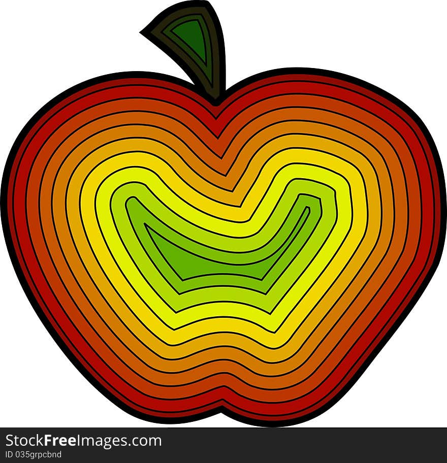 Colorful apple cross-section with color layers. Colorful apple cross-section with color layers.