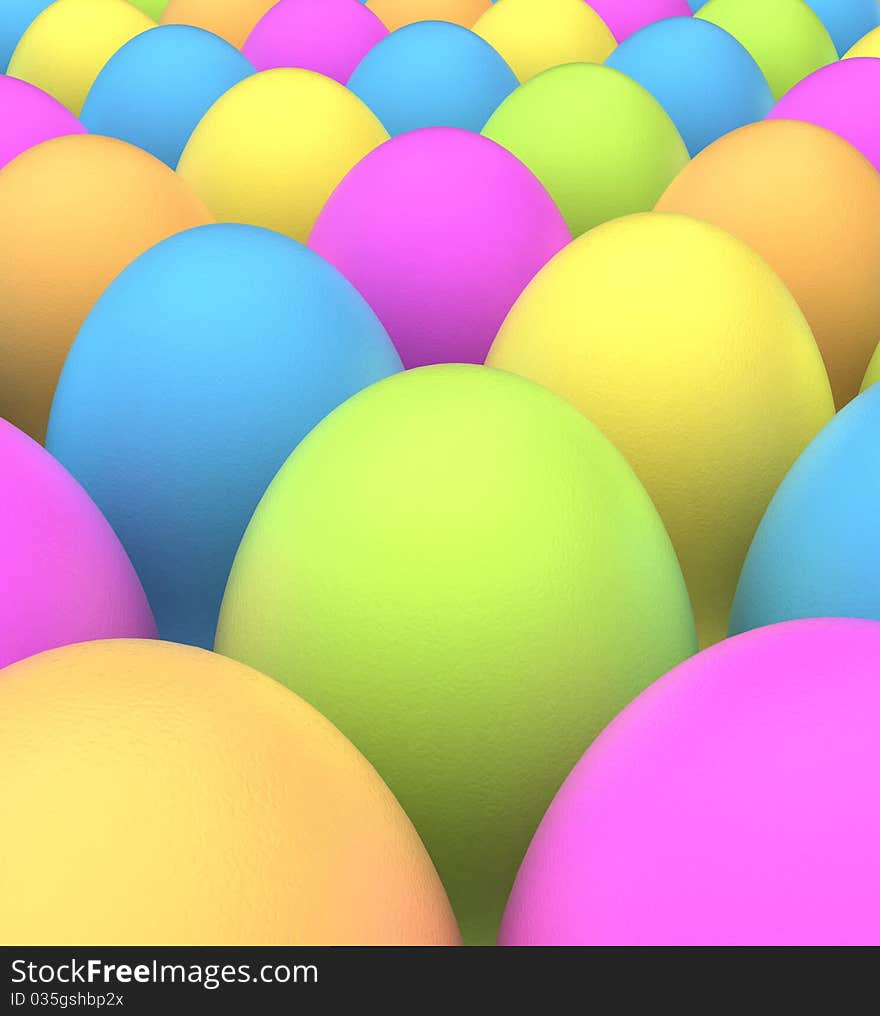 Colorful Easter Eggs 3d render background