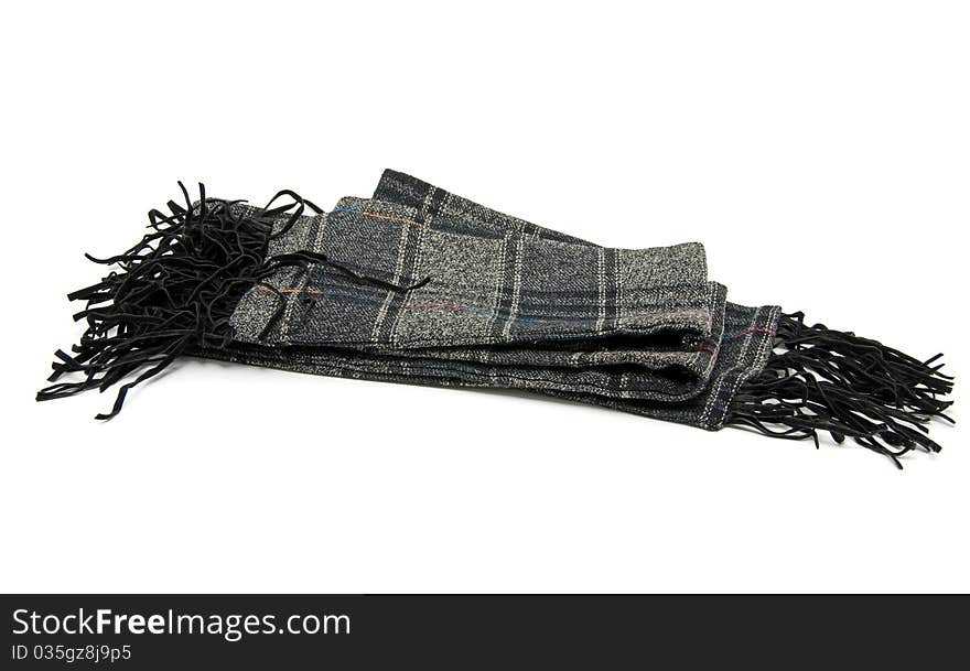 Beautiful black scarf on a white background