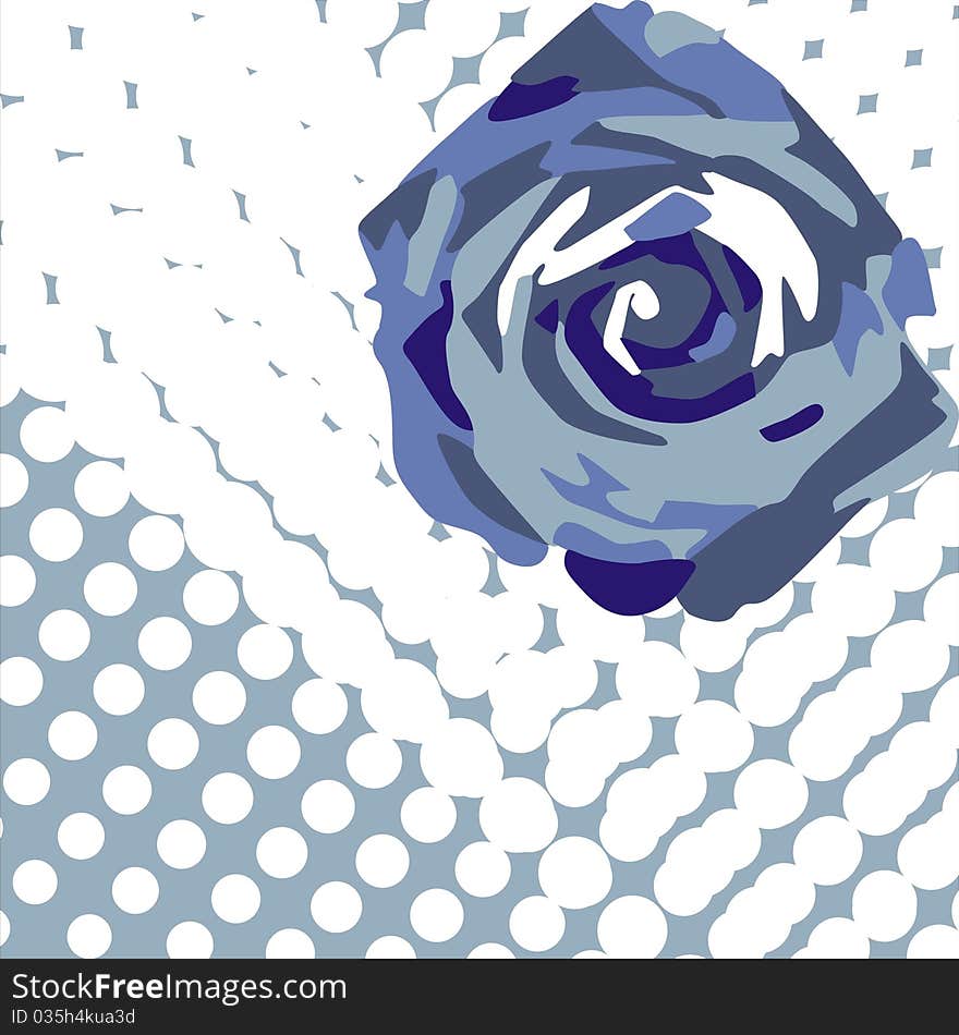 Postcard with blue flower on background which consist of circles. Vector illustration. Postcard with blue flower on background which consist of circles. Vector illustration