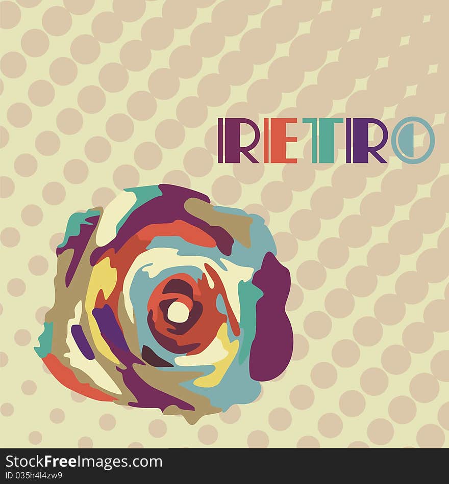 Retro flower on background which consist of circles. Vector illustration. Retro flower on background which consist of circles. Vector illustration