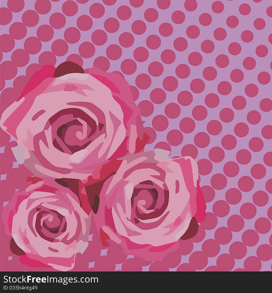 Postcard with flower on background which consist of circles. Vector illustration. Postcard with flower on background which consist of circles. Vector illustration