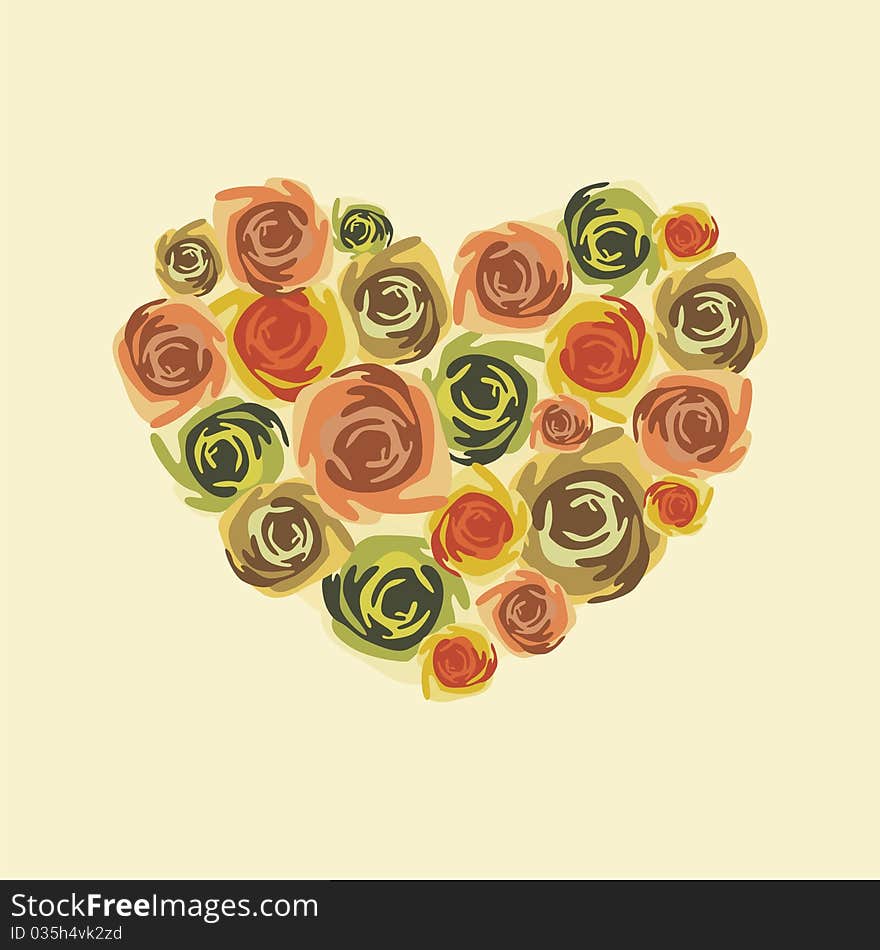 Heart consist of colorful flowers. Vector illustration. Heart consist of colorful flowers. Vector illustration