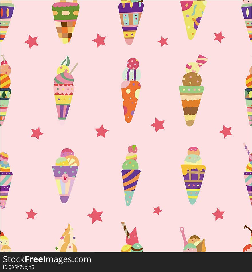 Seamless ice cream pattern,vector drawing