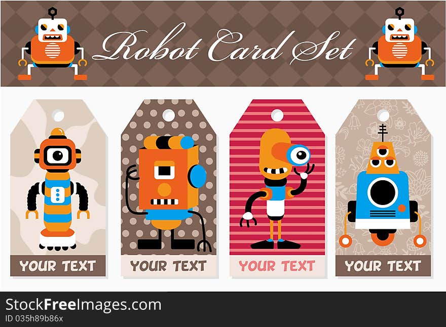 Cartoon robot card,vector drawing