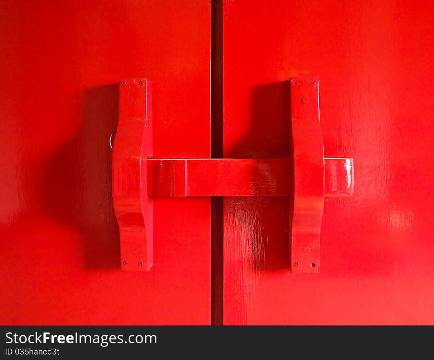 Red latch gate in the temple