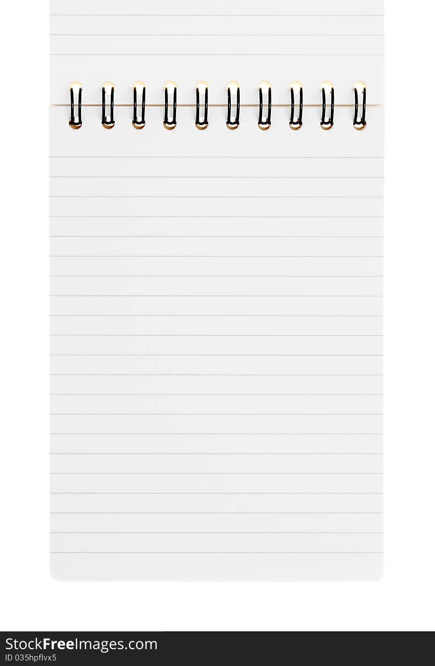 Blank notebook on an white