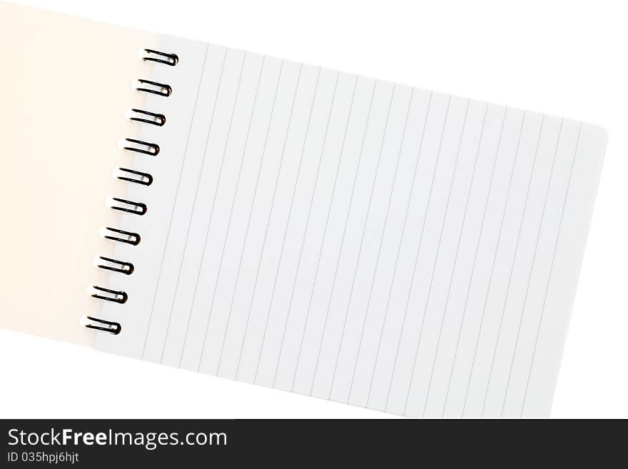 Blank notebook on an white