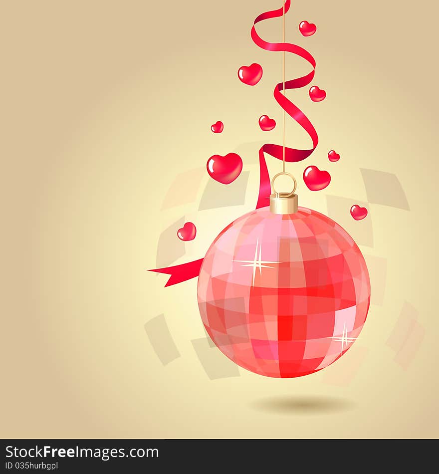 Saint valntine's background with hanging red ball. Saint valntine's background with hanging red ball