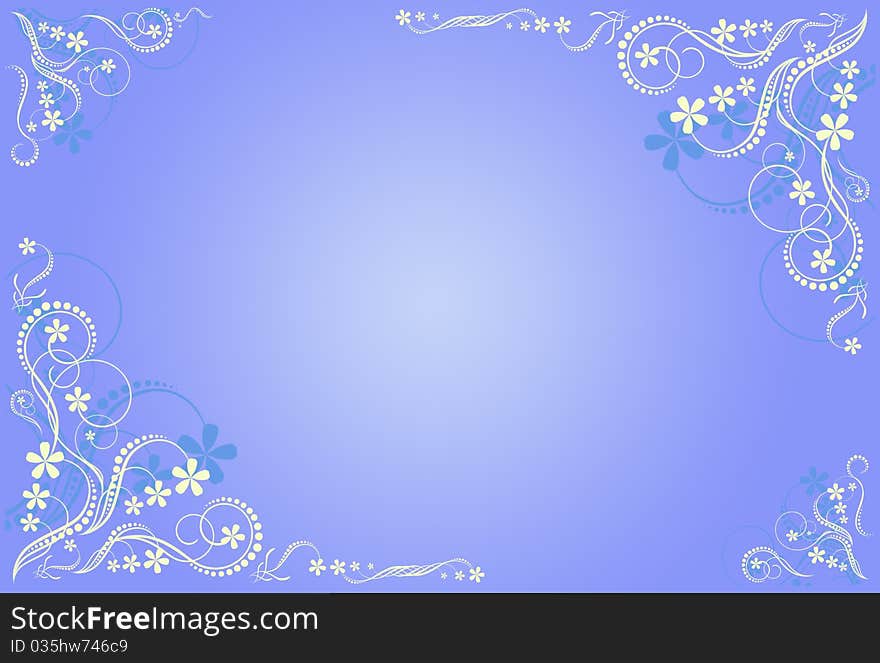 Floral blue artistic frame