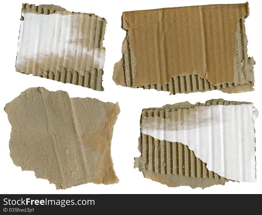 Collection of a cardboard pieces, isolated on white background