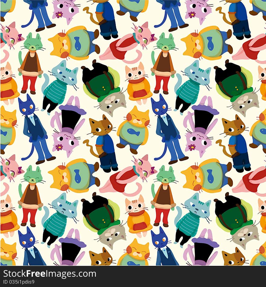 Seamless cat pattern,vector drawing