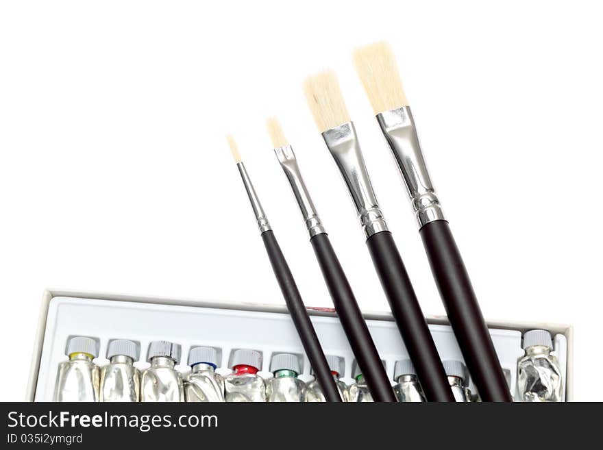 Paint brushes isolated on white background