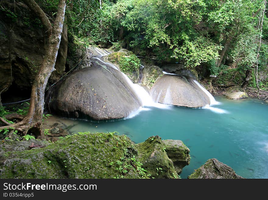 Beautiful waterfall in deep forest.