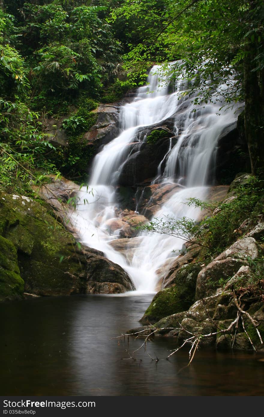 Beautiful waterfall in deep forest.