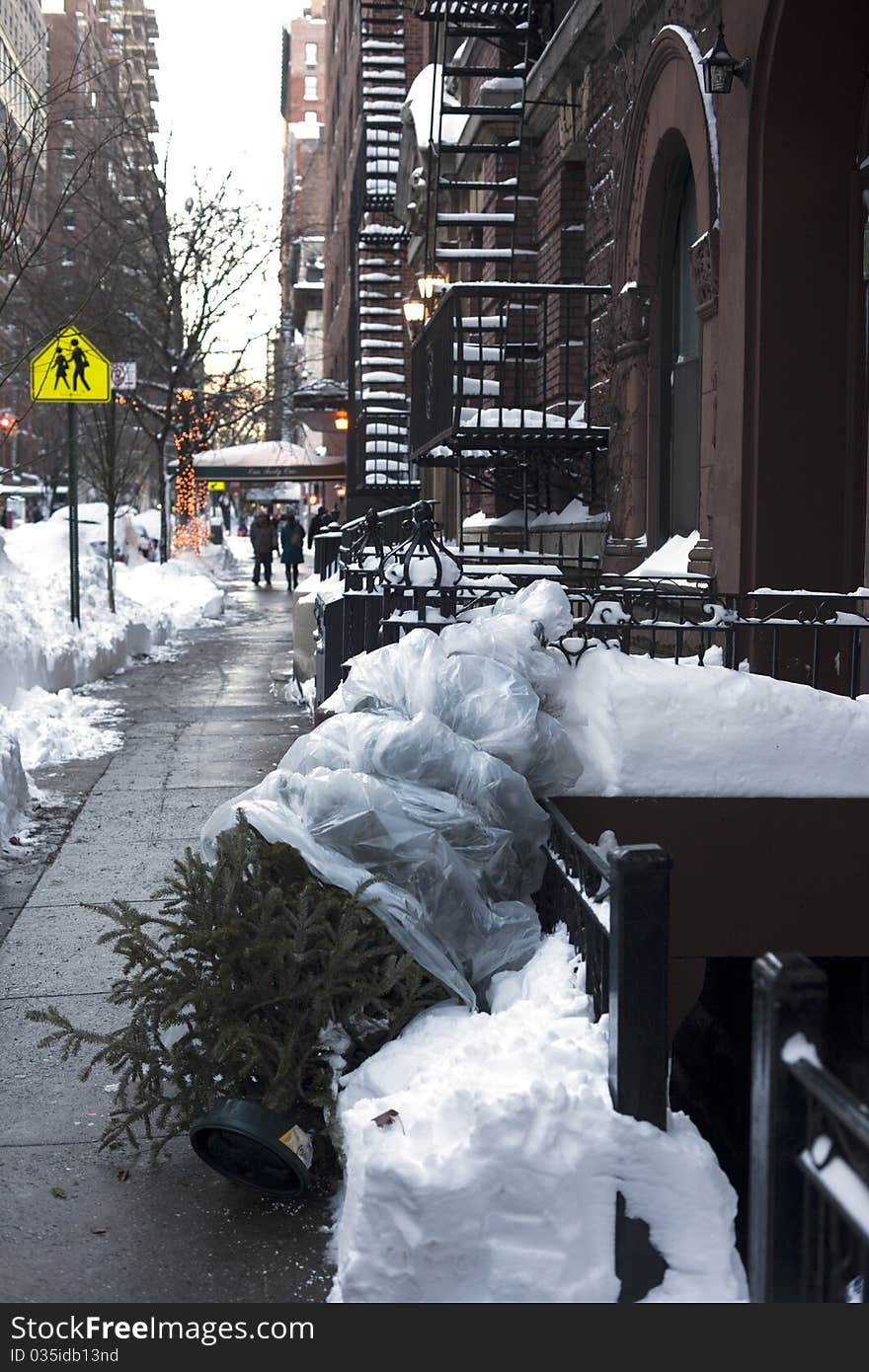 City street after snow storm