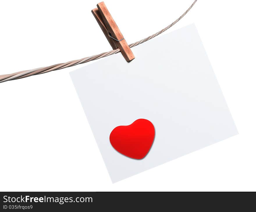 Heart And Blank Card On White Background