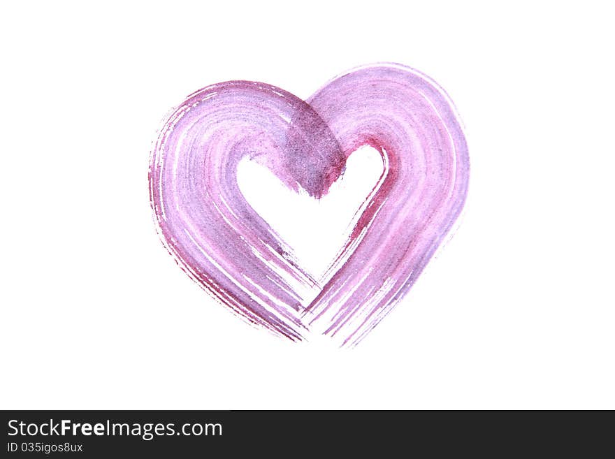 Watercolor heart isolated over white