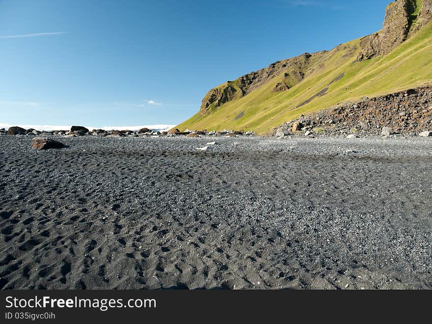 Beach of the pipe organ at Vik in Iceland. Beach of the pipe organ at Vik in Iceland