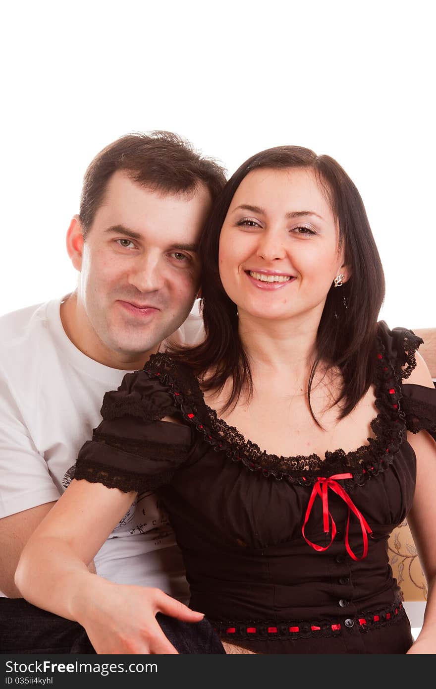 Charming Married Couple On A White Background