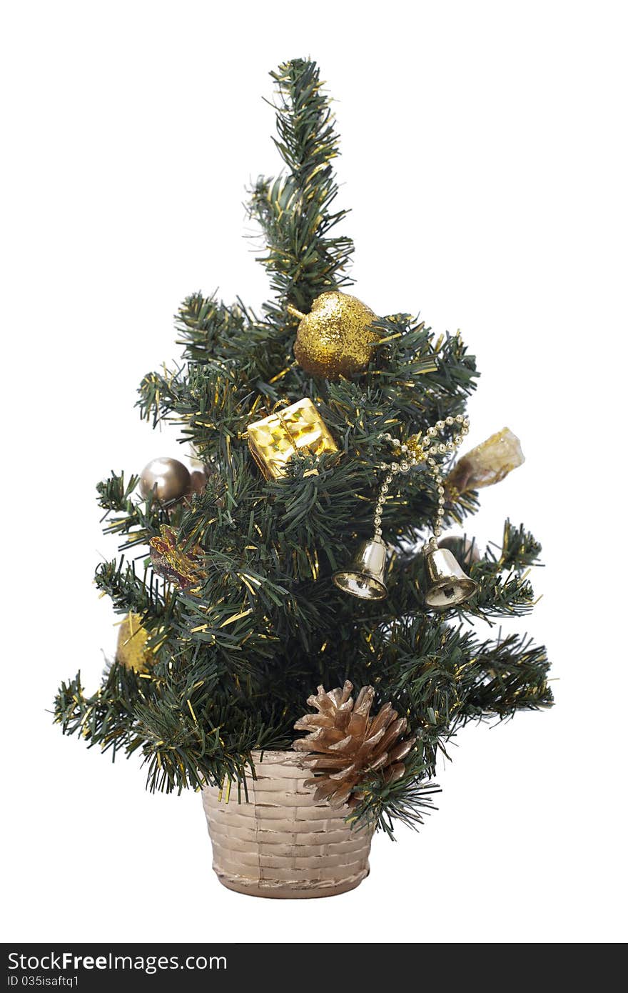 Christmas tree with gifts on white background