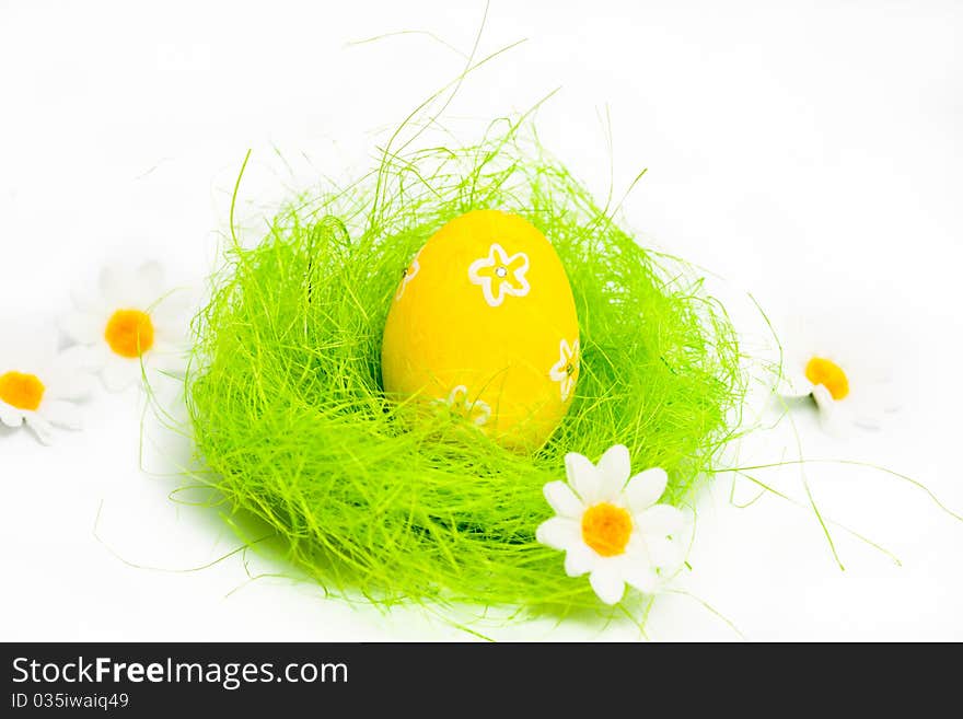 Easter eggs in a nest