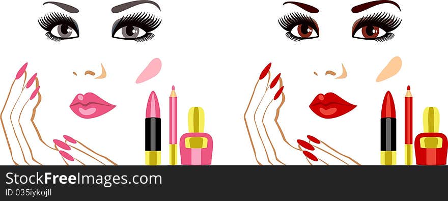 Makeup with eye shadow and lipstick. Makeup with eye shadow and lipstick