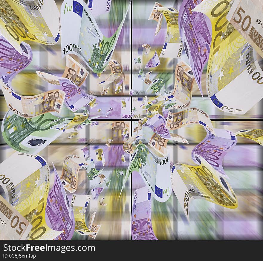 This image shows many banknotes falling. This image shows many banknotes falling