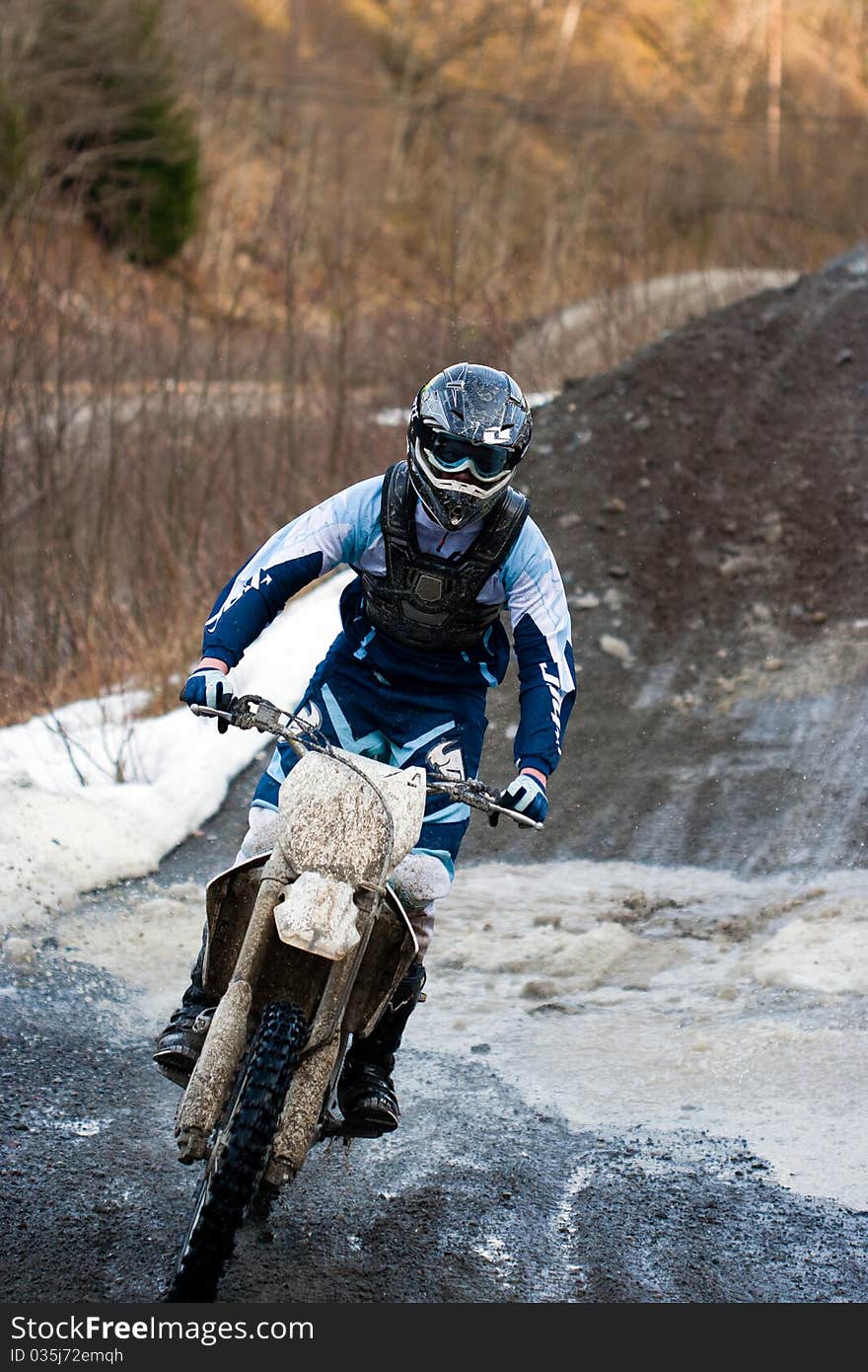 Young boy training for motocross