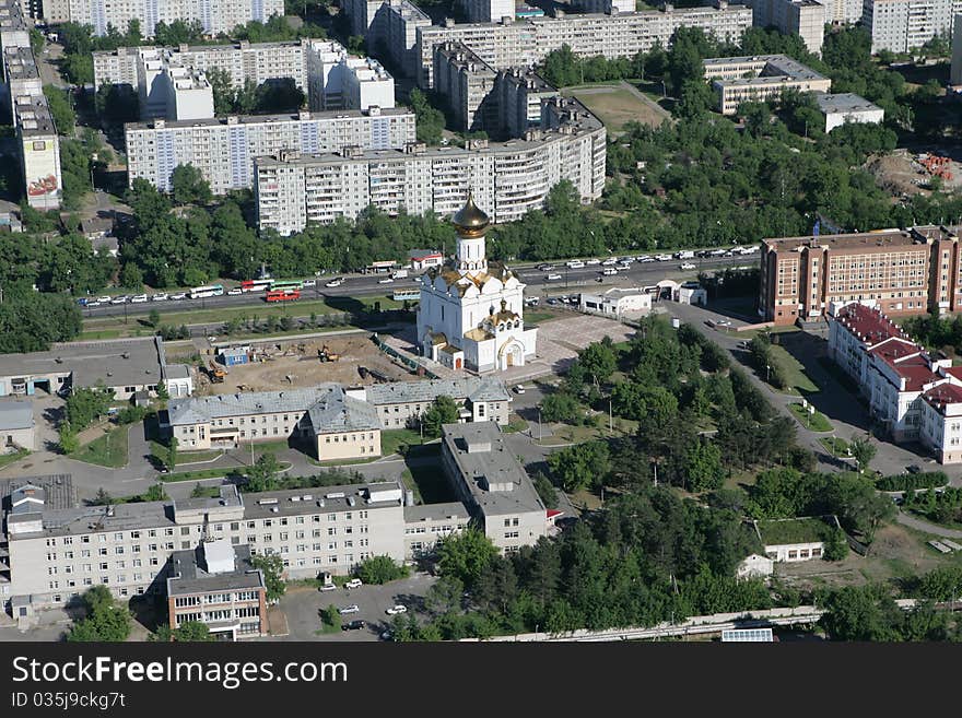 The city of Khabarovsk a kind from the helicopte