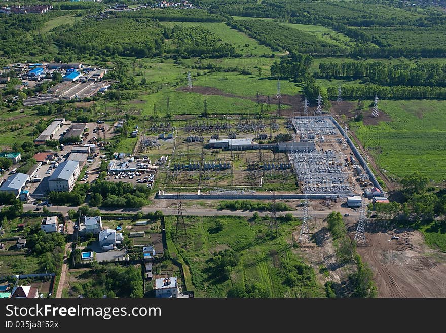 photo of power station from the helicopter. object of energetics - Aerial View