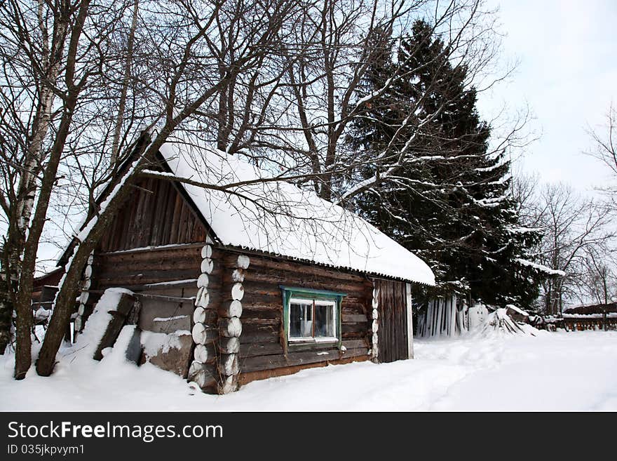 Winter rural house