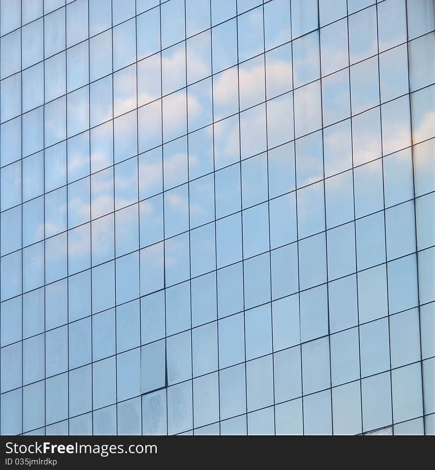 The image of glass wall of a skyscraper