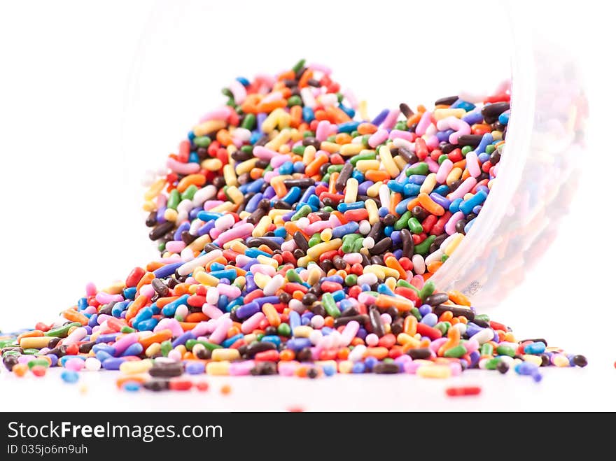 Spilled Cake Decoration Sprinkles From Clear Container