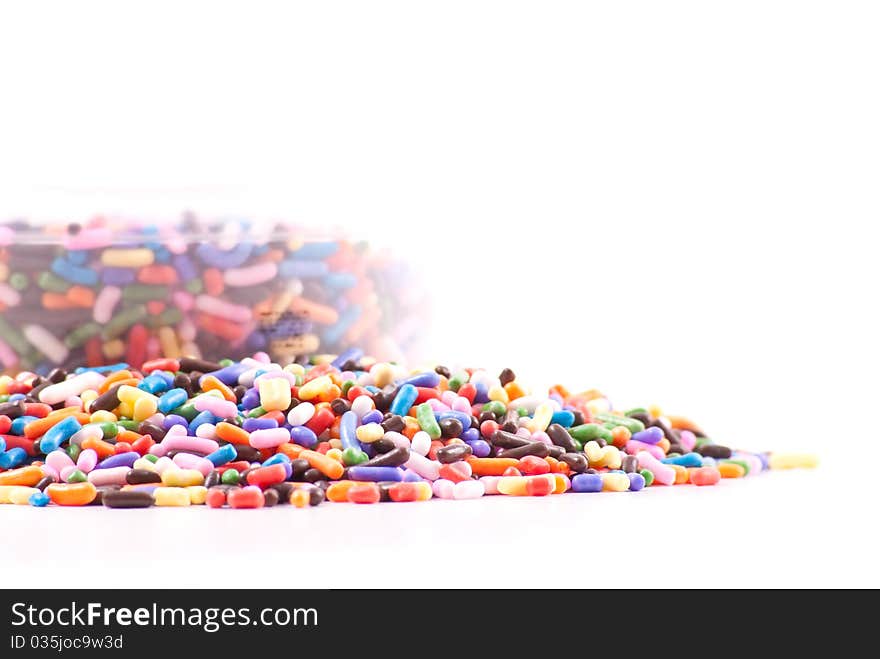 Cake Decorative Sprinkles Spilt From Clear Container