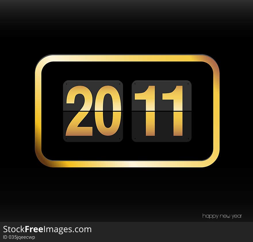 Flip clock with 2011 year. Vector art