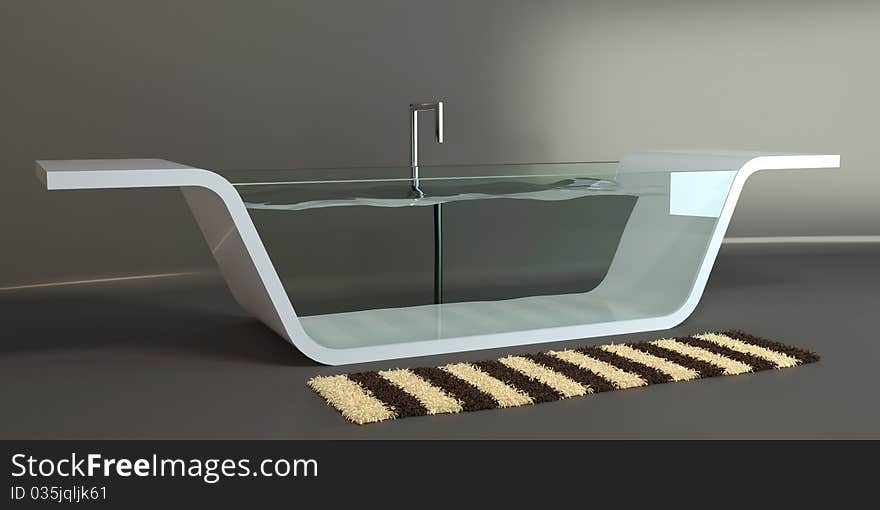 Bath from glass and artificial stone. Bath from glass and artificial stone