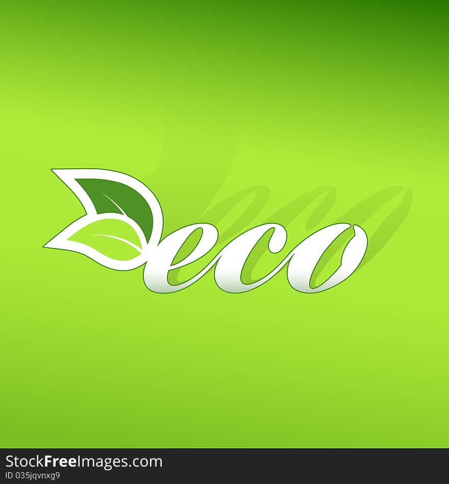 Eco sign on green gradient background.